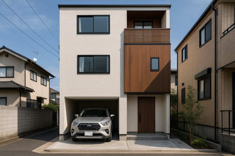 ポラスで三階建てガレージハウス