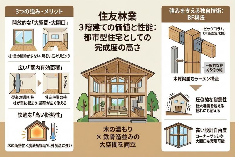住友林業の三階建て価格と特徴・性能